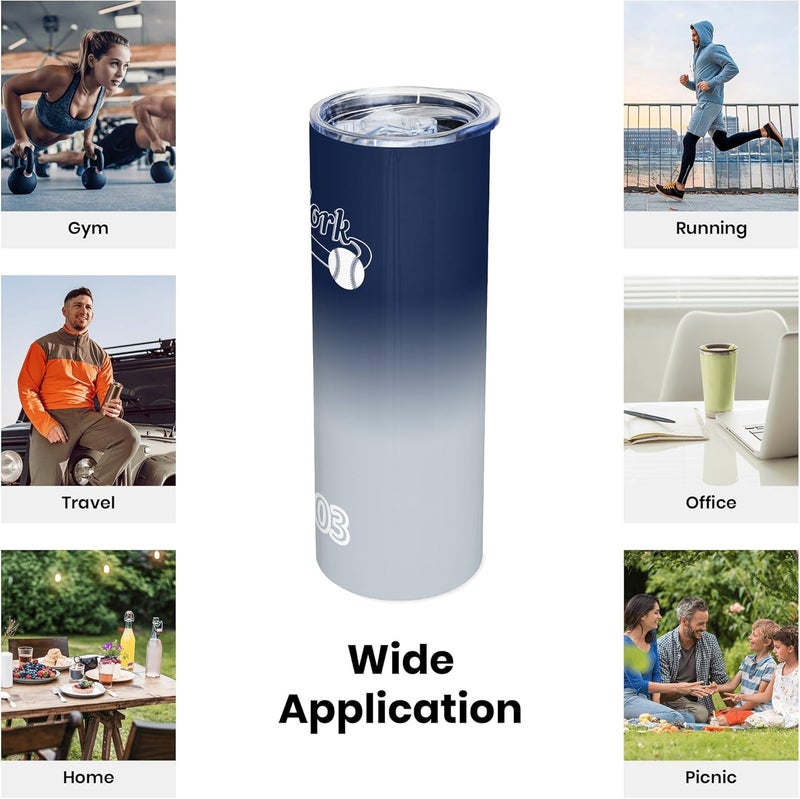 Suswoos New York EST 1903 Tumblers 20oz Insulated Stainless Steel | Straight Skinny Car Cups | Gifts for Men Women Fans | Sports Travel Coffee Mug | Classic Collection - Image 4